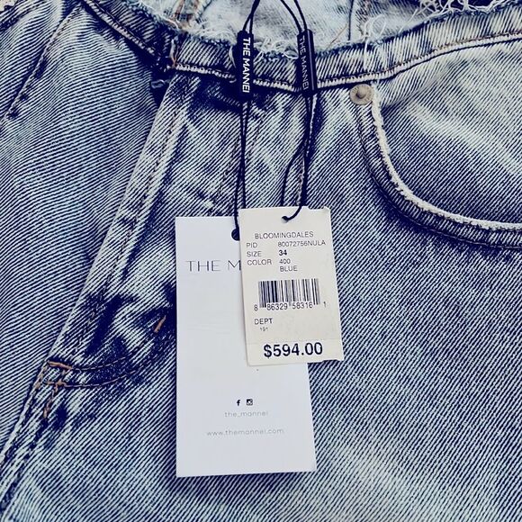 The MANNEI Nula High Rise Flare Jeans in Denim, Lt Blue, NWT, Size 34 - Picture 11 of 16